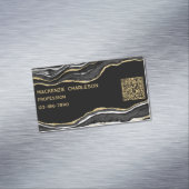 ブラックマーブルゲート金ゴールドグリッターQRコード マグネット名刺 (インサイチュ)