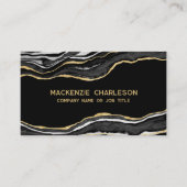 ブラックマーブルゲート金ゴールドグリッターQRコード 名刺 (正面)