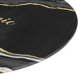 ブラックマーブルゲート金ゴールドパーソナライズされたグリッター カッティングボード (角)