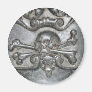 ブラックマーブルスカル&ボーン冷蔵庫用マグネット マグネット