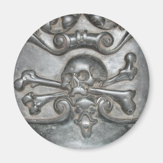 ブラックマーブルスカル&ボーン冷蔵庫用マグネット マグネット (正面)