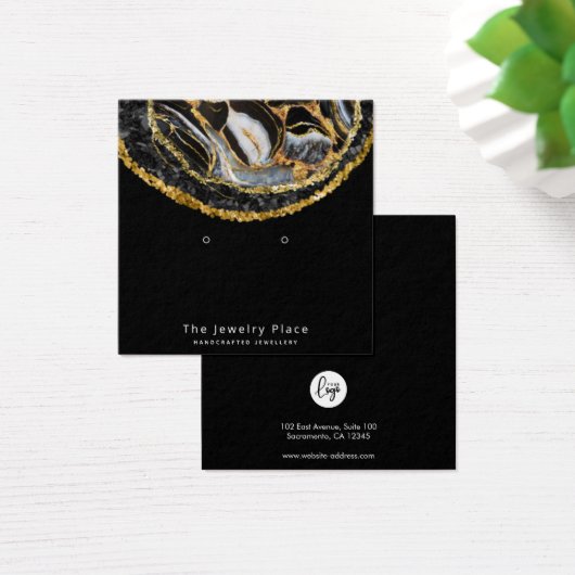 ブラックマーブルスタッドイヤリングディスプレイ (デスク)