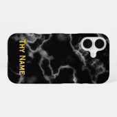 ブラックマーブルデザイン- iPhone 16ケース (裏面横)