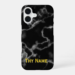 ブラックマーブルデザイン- iPhone 16ケース