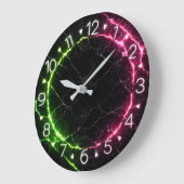 ブラックマーブルネオン時計デザイン ラージ壁時計 (傾斜)