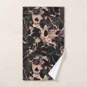 ブラックマーブルバラゴールドフォイル バスタオルセット (ハンドタオル)