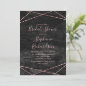 ブラックマーブルバラ金ゴールドブライダルシャワー招待 招待状 (スタンド正面)