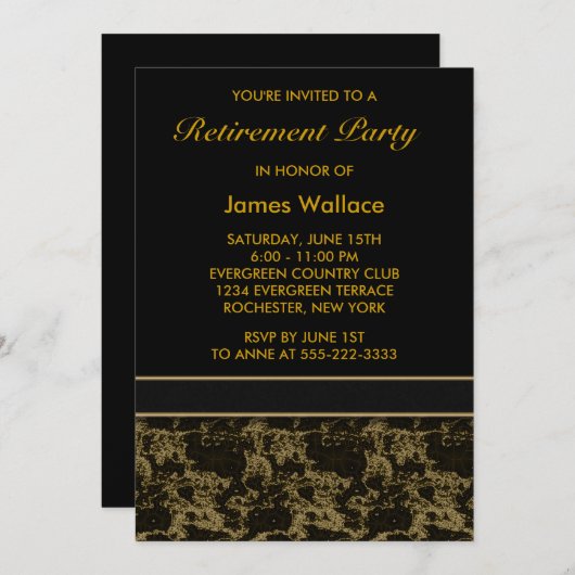 ブラックマーブルリタイアメントパーティー 招待状 (正面/裏面)