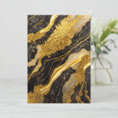 ブラックマーブル模様にゴールド 招待状 (スタンド正面)