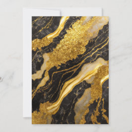 ブラックマーブル模様にゴールド 招待状