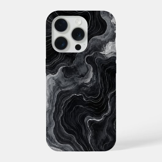 ブラックマーブル渦巻きスマホケース iPhoneケース (裏面)