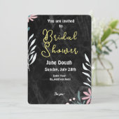 ブラックマーブル背景のミニマルなブライズシャワー 招待状 (スタンド正面)