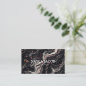 ブラックマーブル金ゴールドグリッター&エレガント美容師 名刺 (スタンド正面)