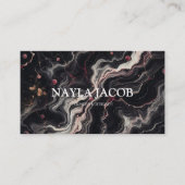 ブラックマーブル金ゴールドグリッター&エレガント美容師 名刺 (正面)