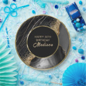 ブラックマーブル金ゴールドグリッター ペーパープレート (パーティー)