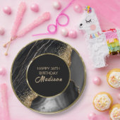 ブラックマーブル金ゴールドグリッター ペーパープレート (パーティー)