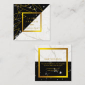 ブラックマーブル金ゴールドフェイクプロフェッショナル建築 スクエア名刺 (正面/裏面)