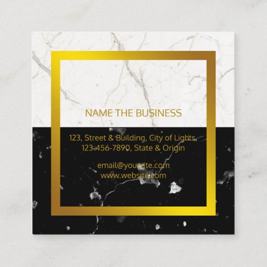 ブラックマーブル金ゴールドフェイクプロフェッショナル建築 スクエア名刺 (裏面)