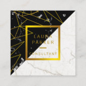 ブラックマーブル金ゴールドフェイクプロフェッショナル建築 スクエア名刺 (正面)