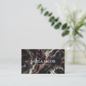 ブラックマーブル ゴールドグリッター & エレガント ヘアスタイリスト 名刺 (スタンド正面)