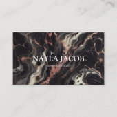 ブラックマーブル ゴールドグリッター & エレガント ヘアスタイリスト 名刺 (正面)