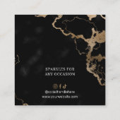 ブラックマーブル&金ゴールドイヤリングジュエリーディスプレイカード スクエア名刺 (裏面)