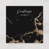 ブラックマーブル&金ゴールドイヤリングジュエリーディスプレイカード スクエア名刺 (正面)
