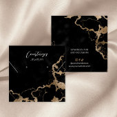 ブラックマーブル&金ゴールドイヤリングジュエリーディスプレイカード スクエア名刺