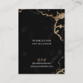 ブラックマーブル&金ゴールドグリッタージュエリーディスプレイカード 名刺 (裏面)