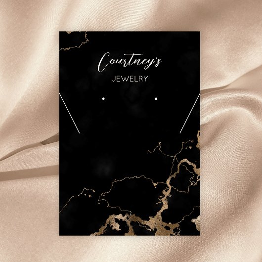 ブラックマーブル&金ゴールドグリッタージュエリーディスプレイカード 名刺