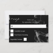 ブラックマーブルRSVPカード 出欠カード (正面)