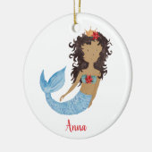 ブラックマーメイドかわいい小さな女の子パーソナライズされた名 セラミックオーナメント (左)