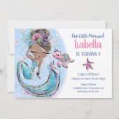 ブラックマーメイドの誕生日パーティー招待状 招待状 (正面)