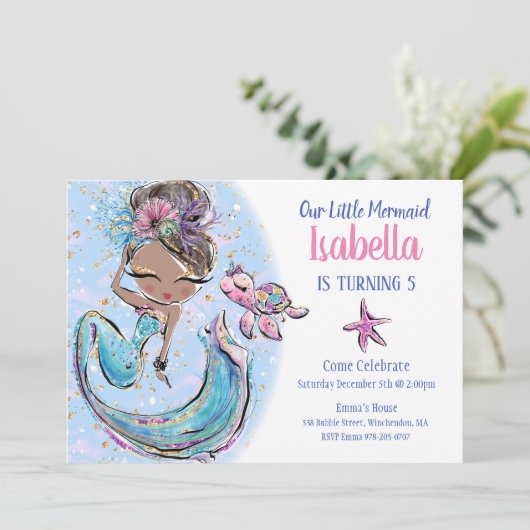 ブラックマーメイドの誕生日パーティー招待状 招待状 (スタンド正面)