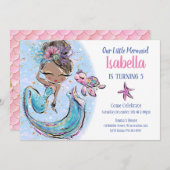 ブラックマーメイドの誕生日パーティー招待状 招待状 (正面/裏面)