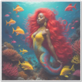 ブラックマーメイドオレンジ色の髪 シール (正面)