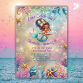 ブラックマーメイドカワイバースデーガール招待状 招待状