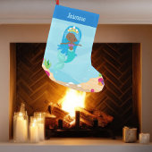 ブラックマーメイドガールかわいいカスタムアフリカ系アメリカ人 スモールクリスマスストッキング