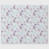 ブラックマーメイドテーマバースデーパーティパステルティール(緑がかった色) ラッピングペーパー (フラット)