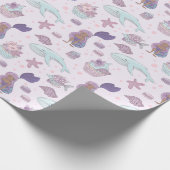 ブラックマーメイドテーマバースデーパーティパステルパープル ラッピングペーパー (角)