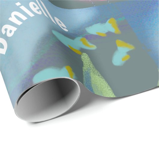 ブラックマーメイドパーソナライズされた名パターン ラッピングペーパー (ロールコーナー)