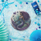 ブラックマーメイドパープル ペーパープレート (パーティー)