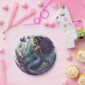 ブラックマーメイドパープル ペーパープレート (パーティー)