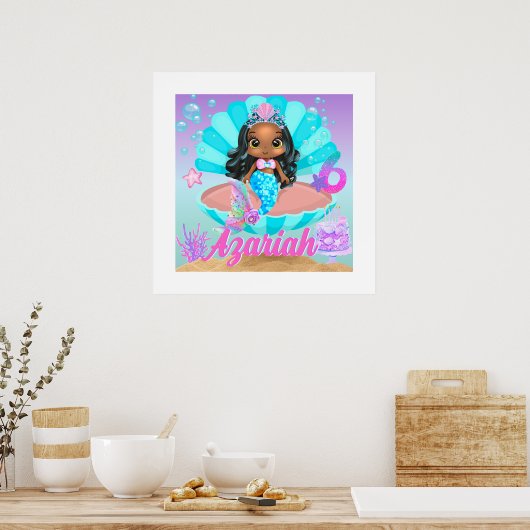 ブラックマーメイドプリンセス6thバースデーパーティー ポスター (キッチン)