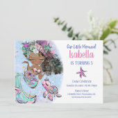 ブラックマーメイド誕生日パーティーの招待 招待状 (スタンド正面)