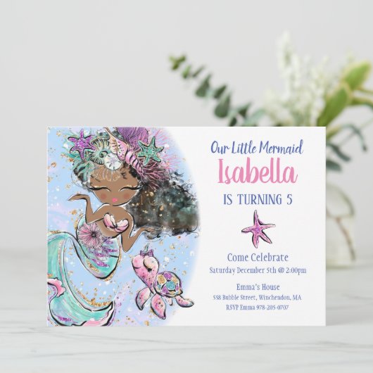 ブラックマーメイド誕生日パーティーの招待 招待状 (スタンド正面)