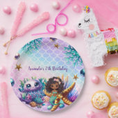 ブラックマーメイド誕生日紙プレート ペーパープレート (パーティー)