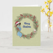 ブラックマーメイド&リース付きクリスマスカード カード (黄色い花)