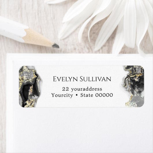 ブラックマーリングデザイン差出人住所ラベル ラベル (インサイチュ)