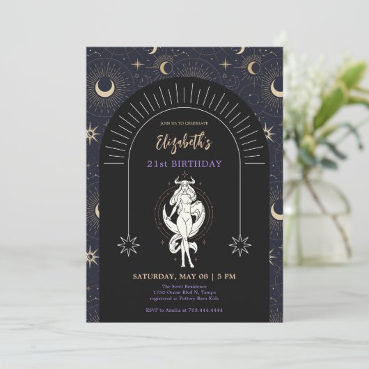 ブラックミスティックタウラス〔占星術の〕十二宮図21歳の誕生日 招待状 (スタンド正面)